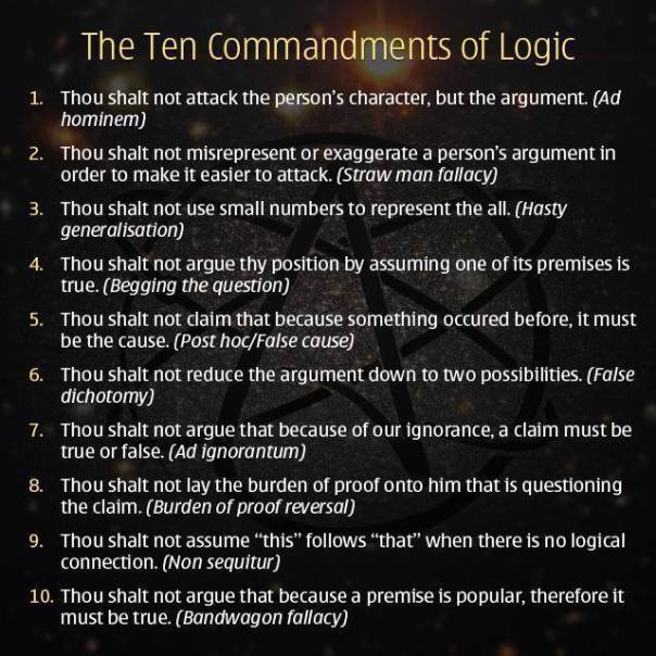 TEN COMMANDMENTS OF LOGIC